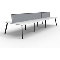 Eternity 6 Person Double Sided Workstation with Screens - White
