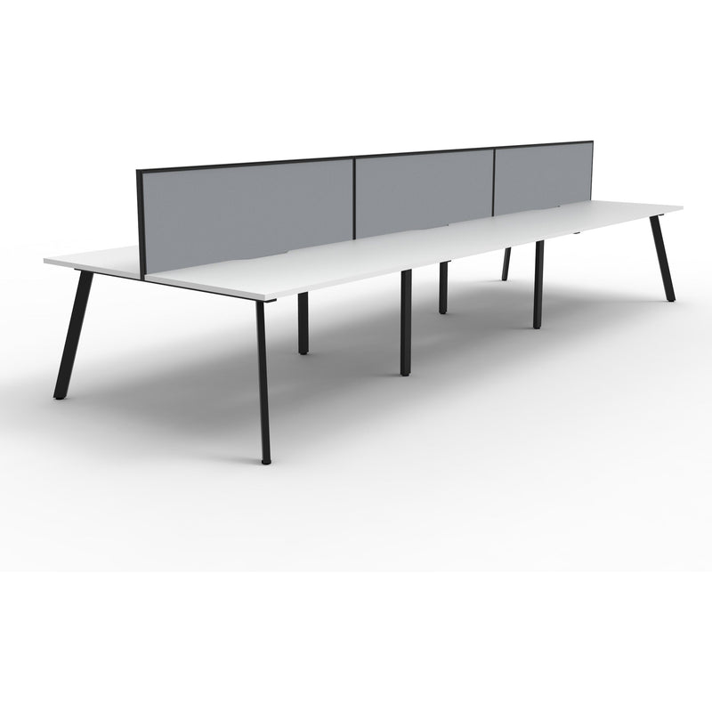 Eternity 6 Person Double Sided Workstation with Screens - White