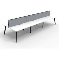 Eternity 6 Person Double Sided Workstation with Screens - White