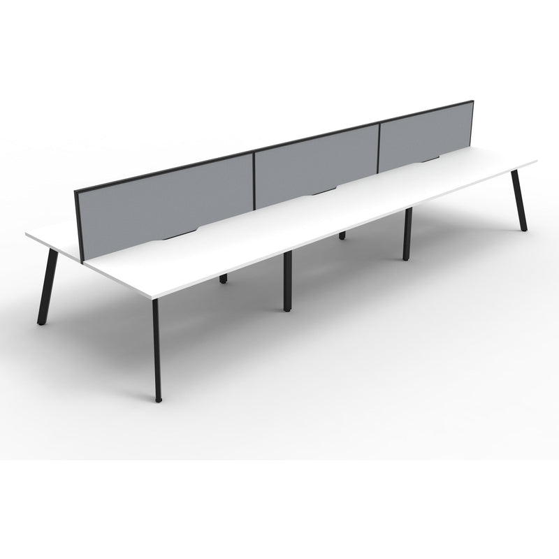 Eternity 6 Person Double Sided Workstation with Screens - White