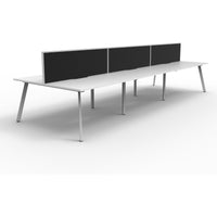 Eternity 6 Person Double Sided Workstation with Screens - White