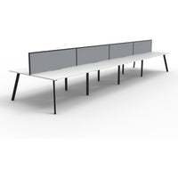Eternity 8 Person Double Sided Workstation with Screens - White