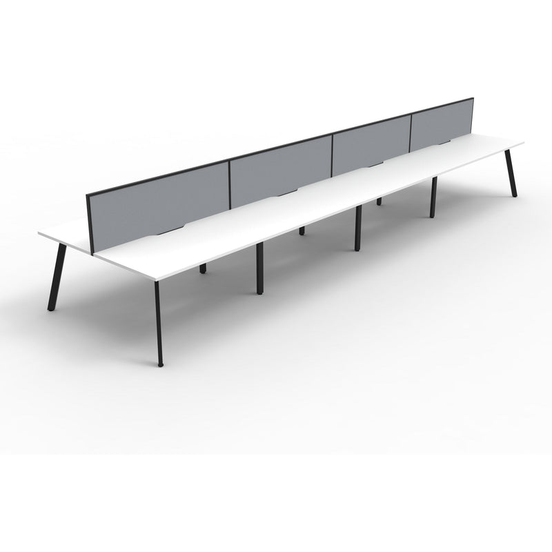 Eternity 8 Person Double Sided Workstation with Screens - White