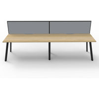 Eternity 2 Person Single Sided Workstation with SHUSH30 Aluminium Framed Screen - Oak