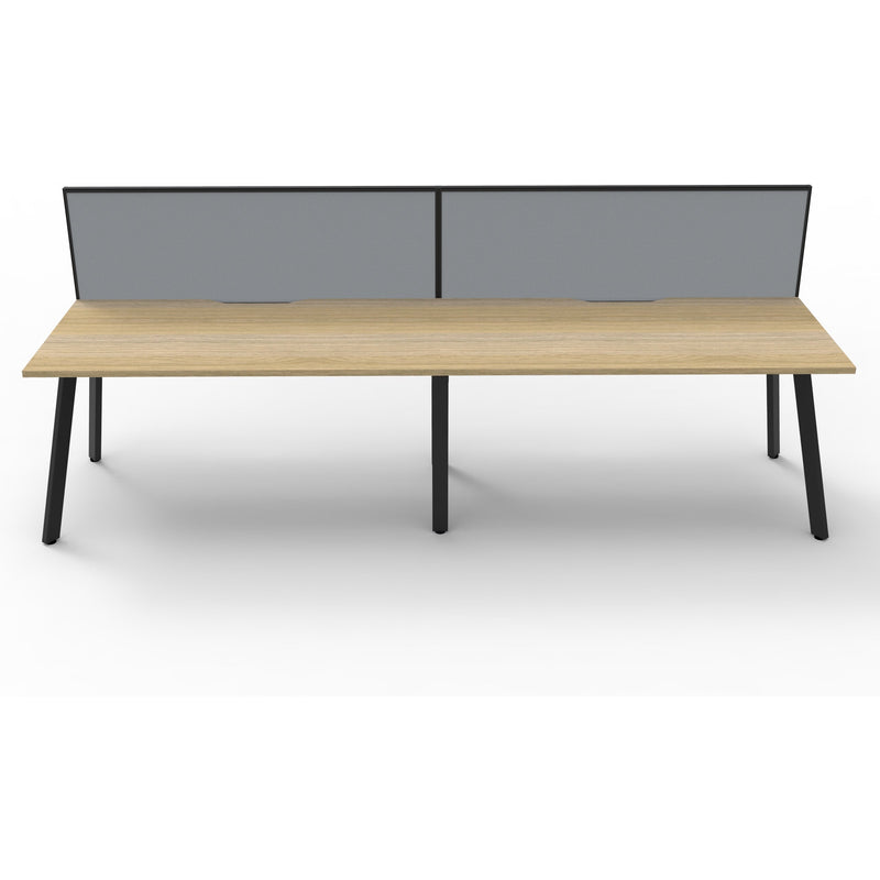 Eternity 2 Person Single Sided Workstation with SHUSH30 Aluminium Framed Screen - Oak
