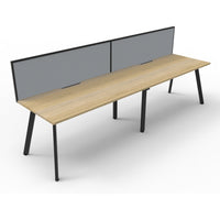Eternity 2 Person Single Sided Workstation with SHUSH30 Aluminium Framed Screen - Oak