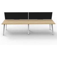 Eternity 2 Person Single Sided Workstation with SHUSH30 Aluminium Framed Screen - Oak