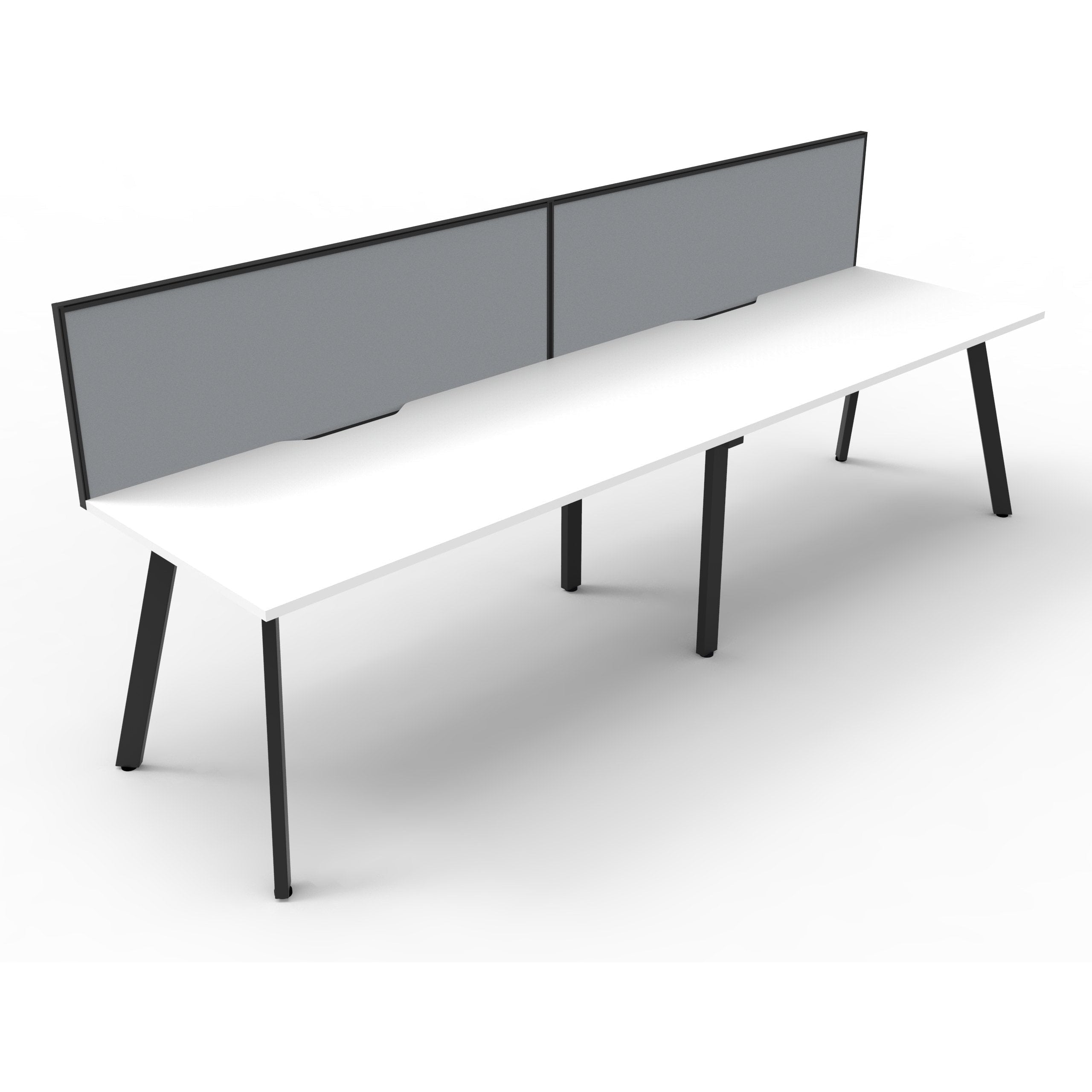 Eternity 2 Person Single Sided Workstation with SHUSH30 Aluminium Framed Screen - White