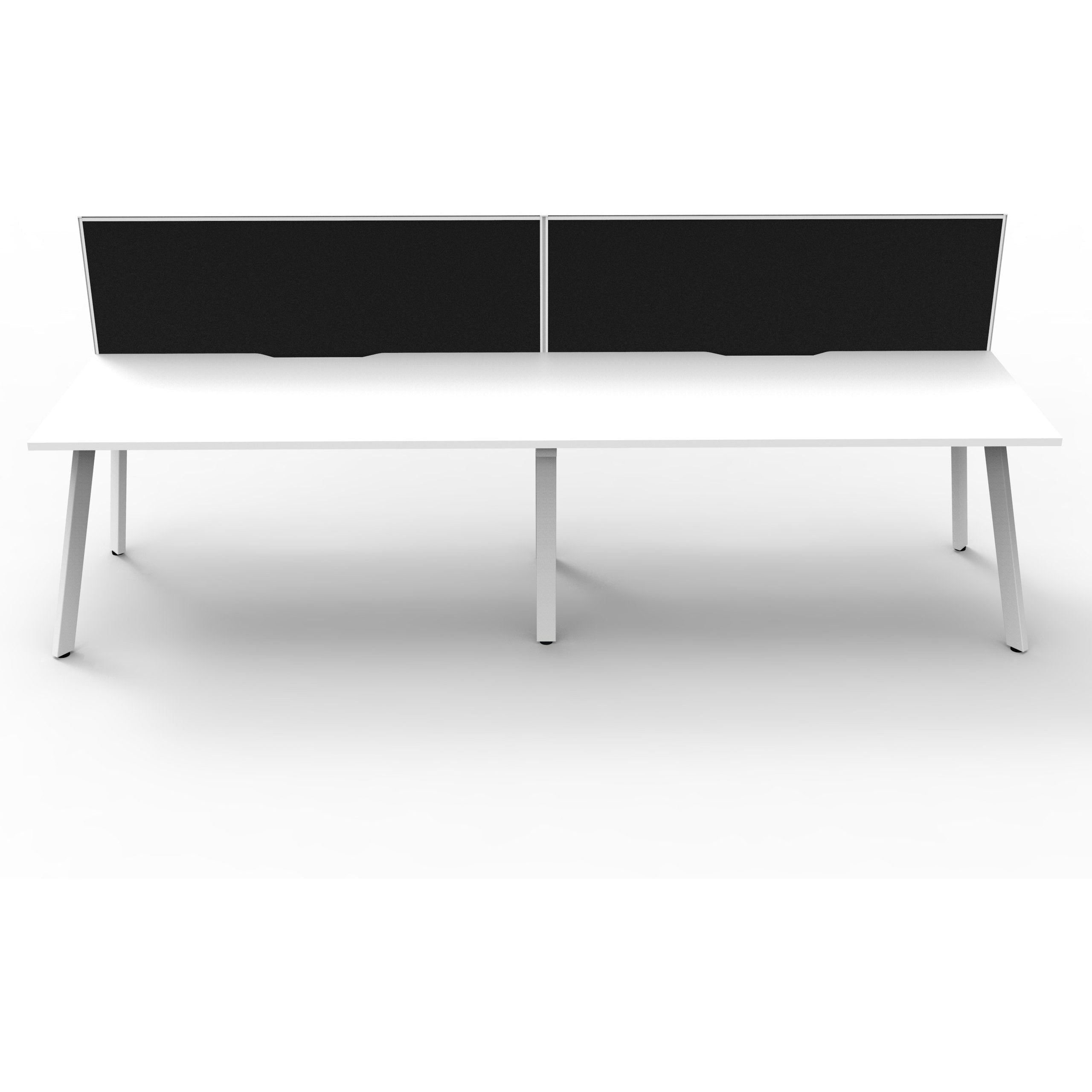 Eternity 2 Person Single Sided Workstation with SHUSH30 Aluminium Framed Screen - White
