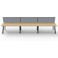 Eternity 3 Person Single Sided Workstation with SHUSH30 Aluminium Framed Screen - Oak