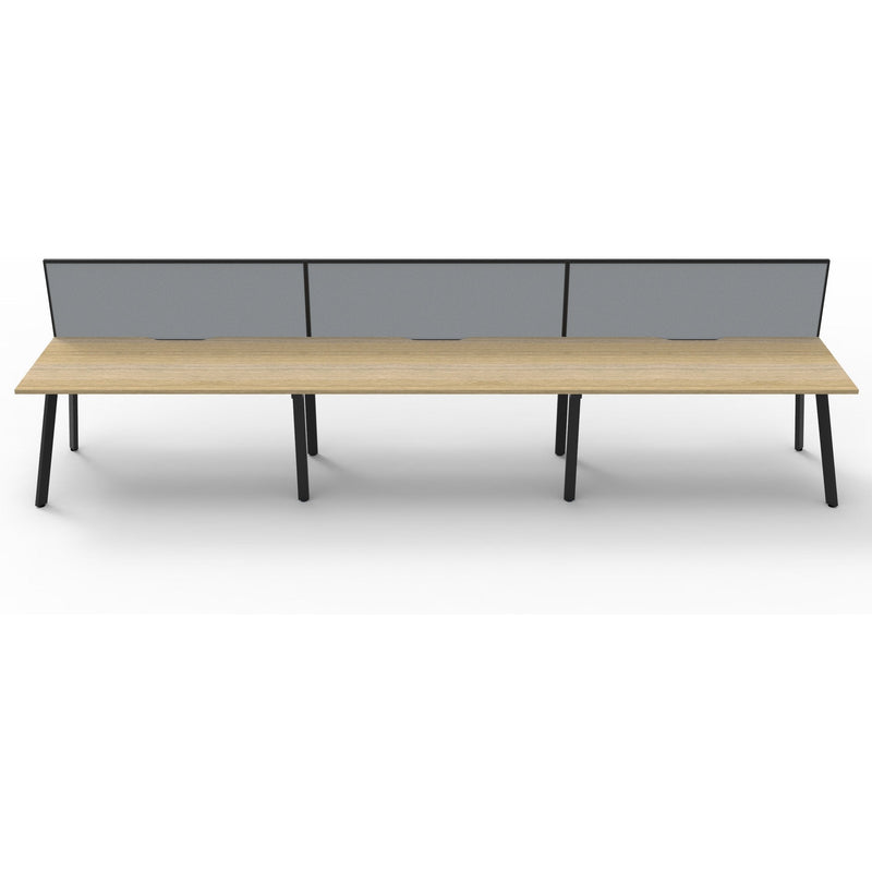 Eternity 3 Person Single Sided Workstation with SHUSH30 Aluminium Framed Screen - Oak