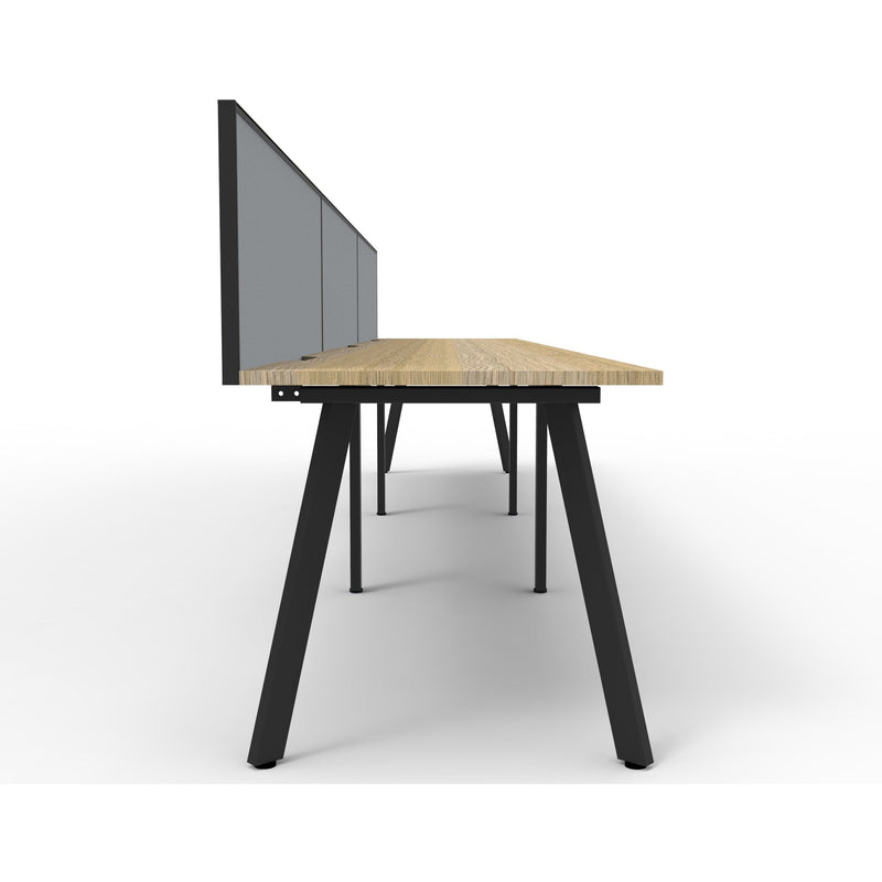 Eternity 3 Person Single Sided Workstation with SHUSH30 Aluminium Framed Screen - Oak