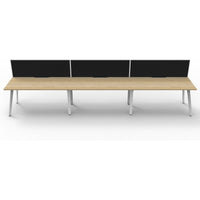 Eternity 3 Person Single Sided Workstation with SHUSH30 Aluminium Framed Screen - Oak