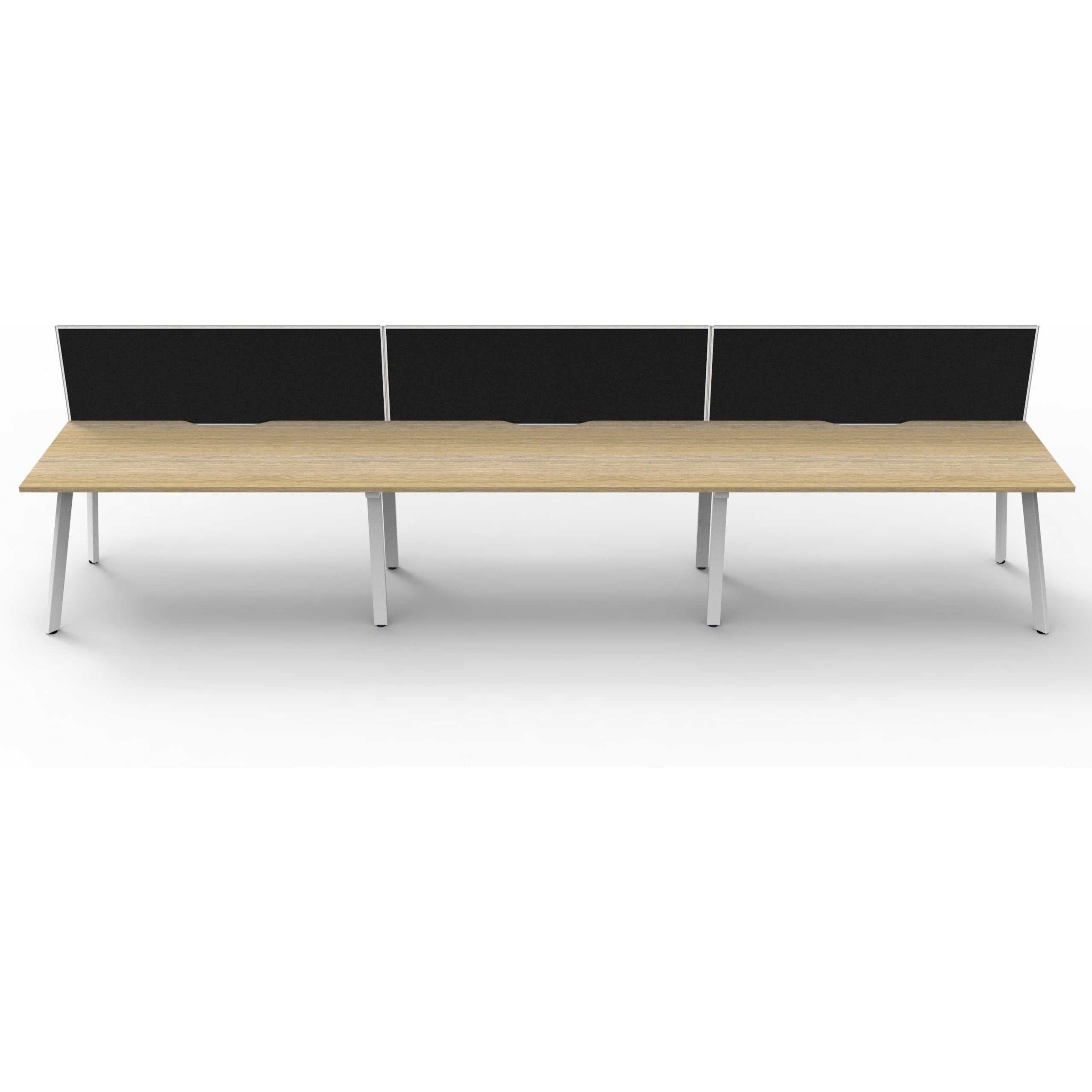 Eternity 3 Person Single Sided Workstation with SHUSH30 Aluminium Framed Screen - Oak