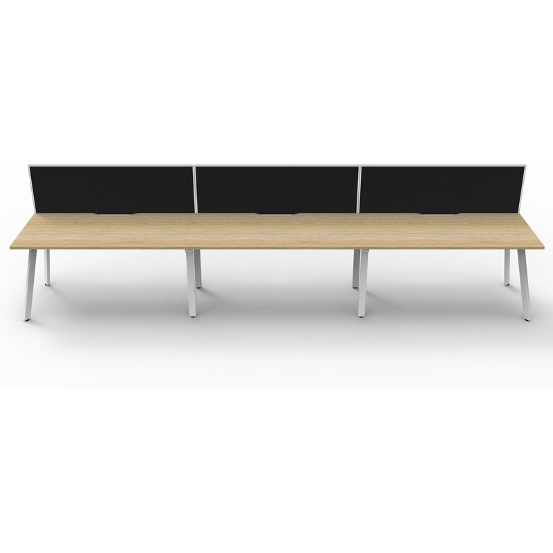 Eternity 3 Person Single Sided Workstation with SHUSH30 Aluminium Framed Screen - Oak