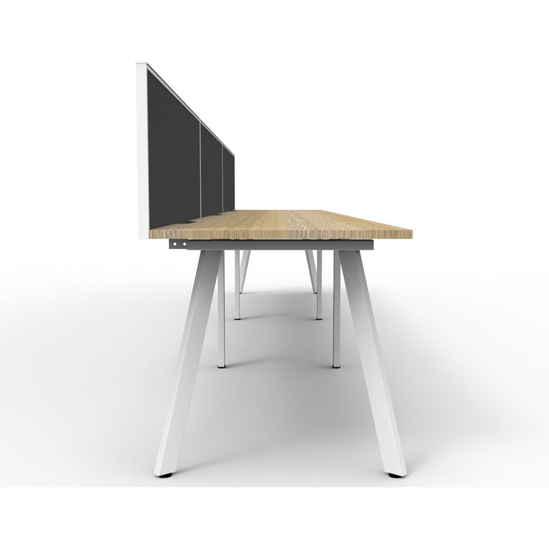 Eternity 3 Person Single Sided Workstation with SHUSH30 Aluminium Framed Screen - Oak
