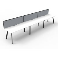 Eternity 3 Person Single Sided Workstation with SHUSH30 Aluminium Framed Screen - White