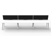 Eternity 3 Person Single Sided Workstation with SHUSH30 Aluminium Framed Screen - White