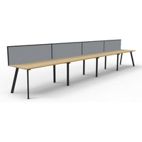 Eternity 4 Person Single Sided Workstation with SHUSH30 Aluminium Framed Screen - Oak