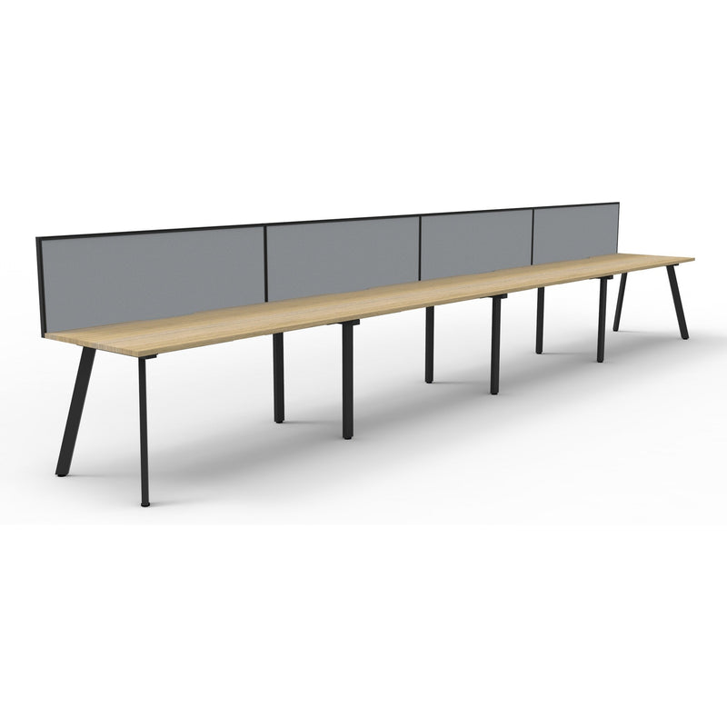 Eternity 4 Person Single Sided Workstation with SHUSH30 Aluminium Framed Screen - Oak