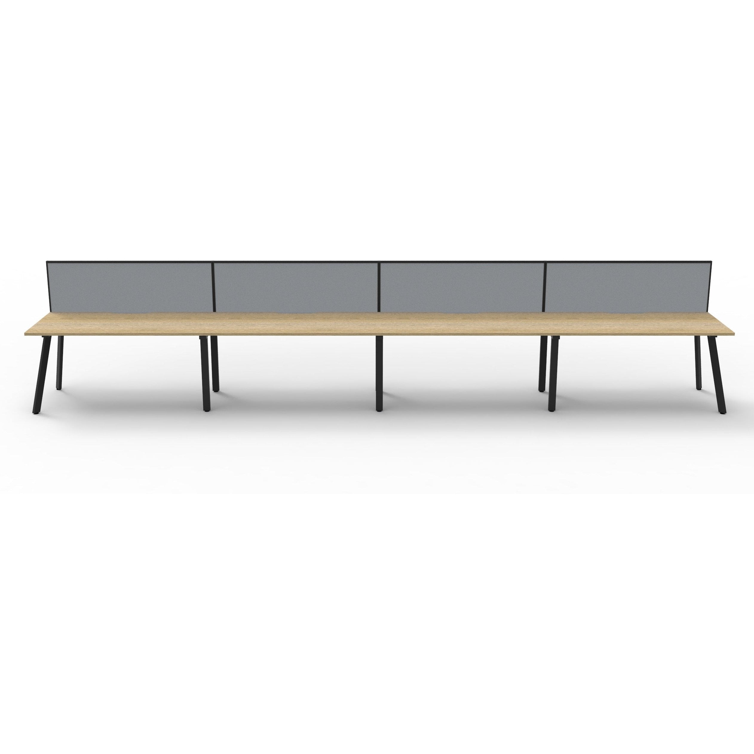 Eternity 4 Person Single Sided Workstation with SHUSH30 Aluminium Framed Screen - Oak