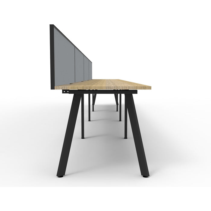 Eternity 4 Person Single Sided Workstation with Screens - Oak
