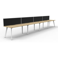 Eternity 4 Person Single Sided Workstation with SHUSH30 Aluminium Framed Screen - Oak