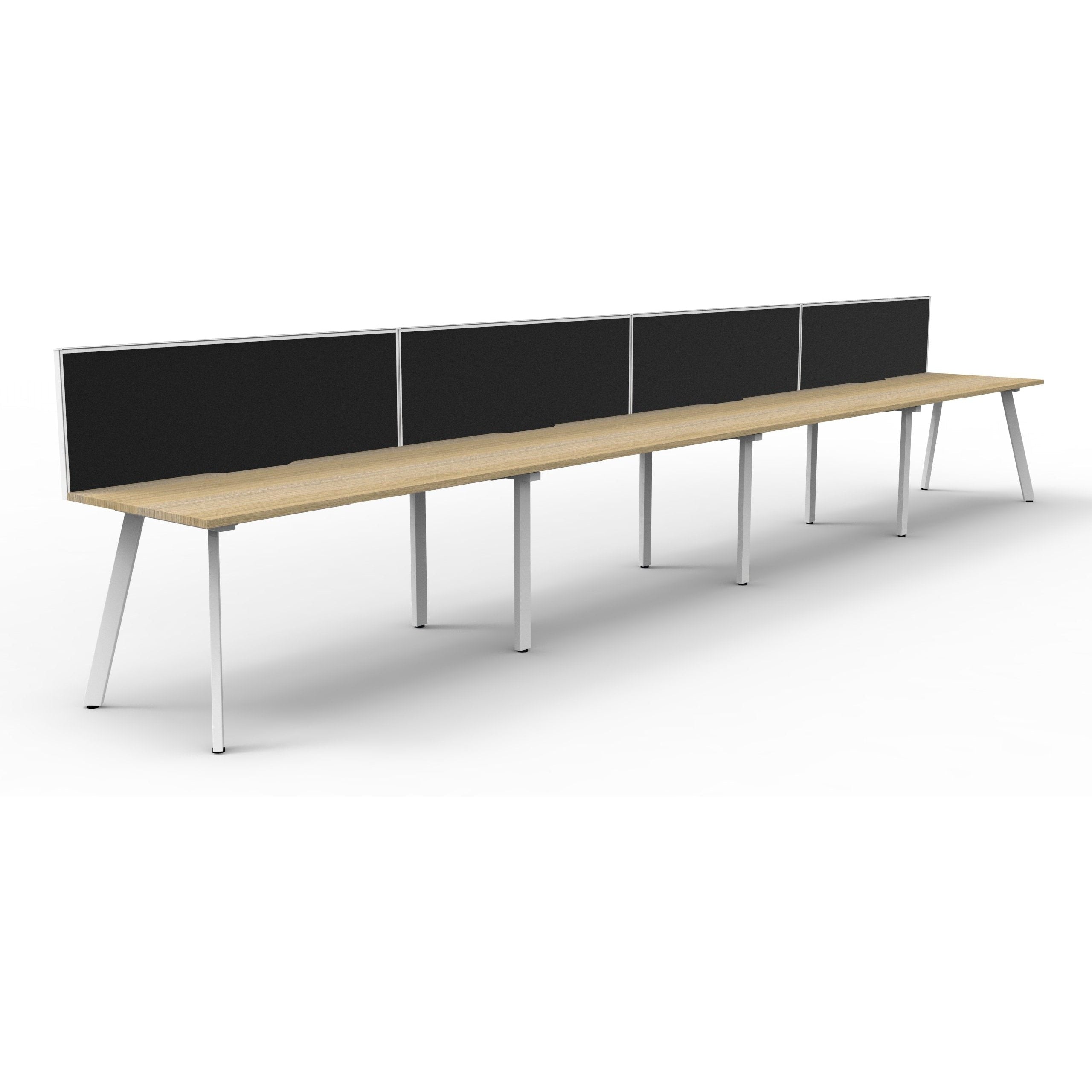 Eternity 4 Person Single Sided Workstation with SHUSH30 Aluminium Framed Screen - Oak
