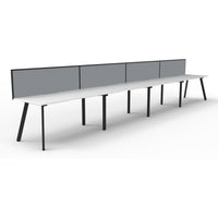 Eternity 4 Person Single Sided Workstation with SHUSH30 Aluminium Framed Screen - White