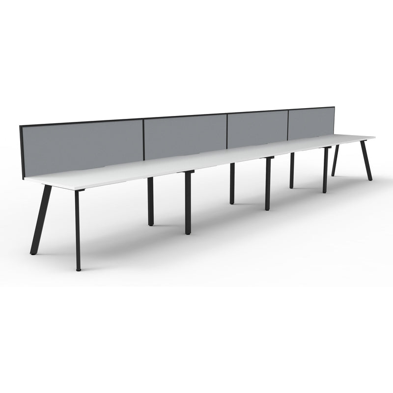 Eternity 4 Person Single Sided Workstation with SHUSH30 Aluminium Framed Screen - White