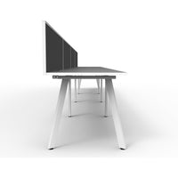 Eternity 4 Person Single Sided Workstation with SHUSH30 Aluminium Framed Screen - White