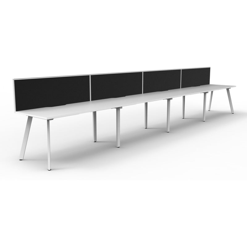 Eternity 4 Person Single Sided Workstation with SHUSH30 Aluminium Framed Screen - White