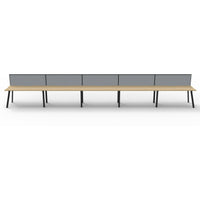 Eternity 5 Person Single Sided Workstation with SHUSH30 Aluminium Framed Screen - Oak