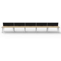 Eternity 5 Person Single Sided Workstation with SHUSH30 Aluminium Framed Screen - Oak