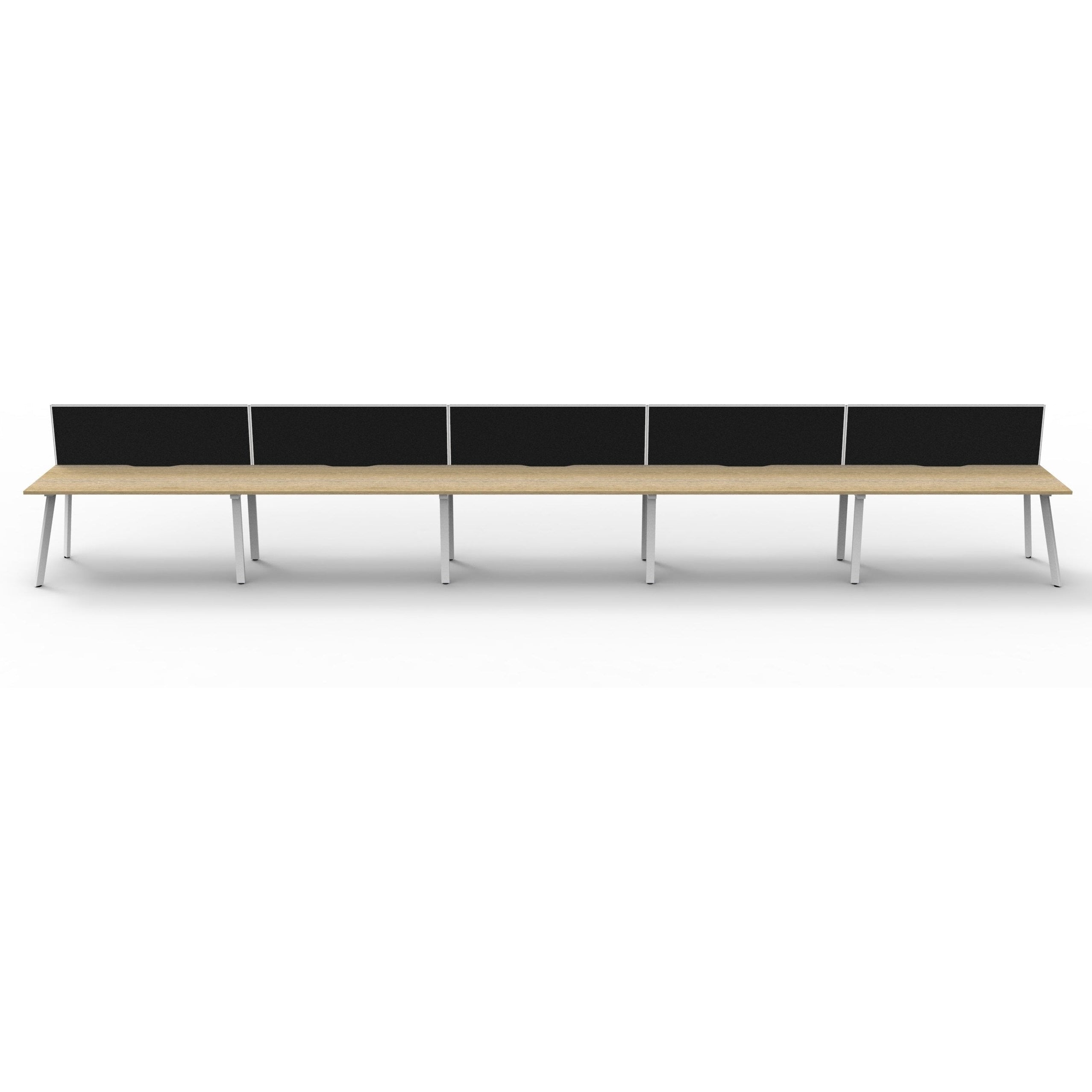 Eternity 5 Person Single Sided Workstation with SHUSH30 Aluminium Framed Screen - Oak