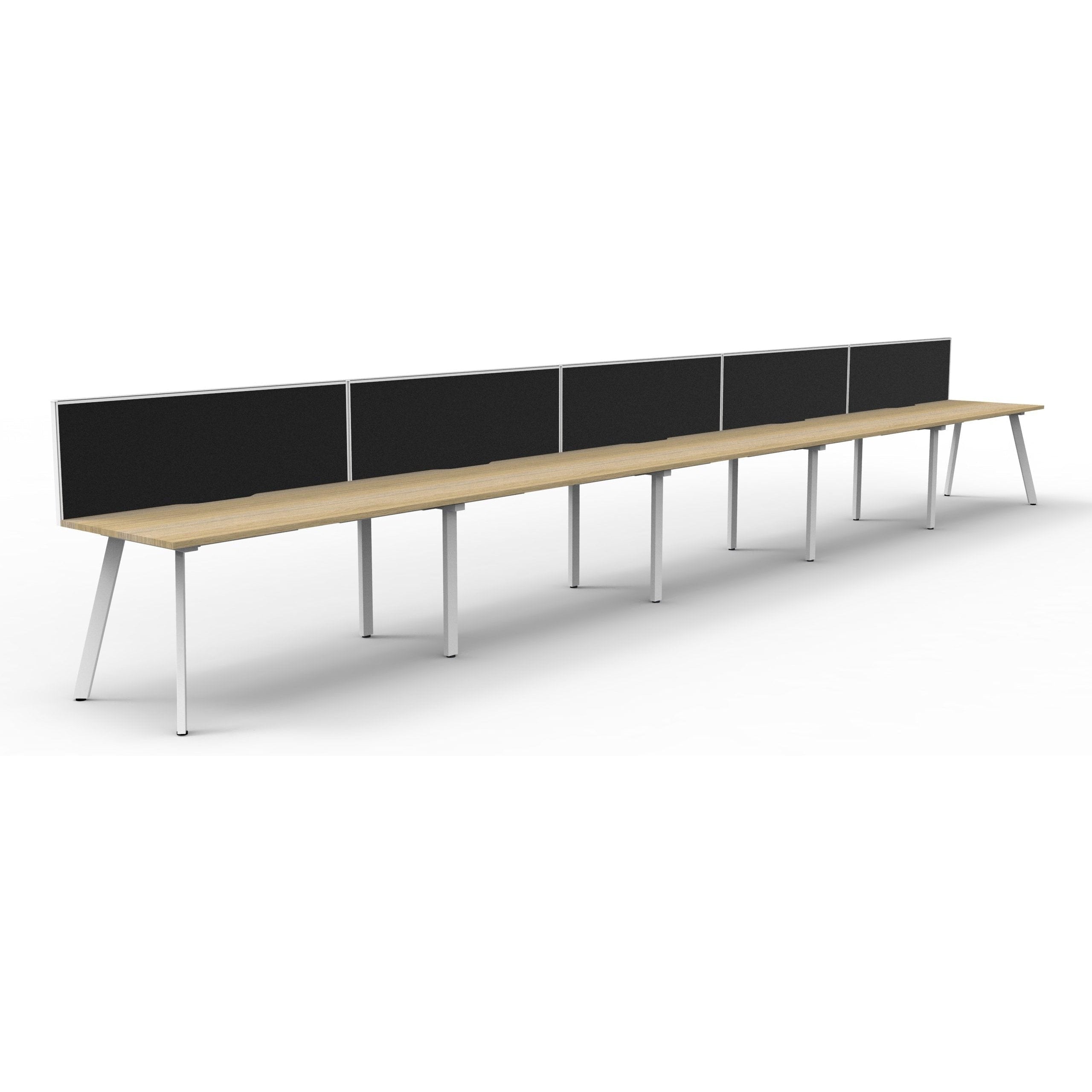 Eternity 5 Person Single Sided Workstation with SHUSH30 Aluminium Framed Screen - Oak