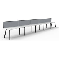 Eternity 5 Person Single Sided Workstation with SHUSH30 Aluminium Framed Screen - White