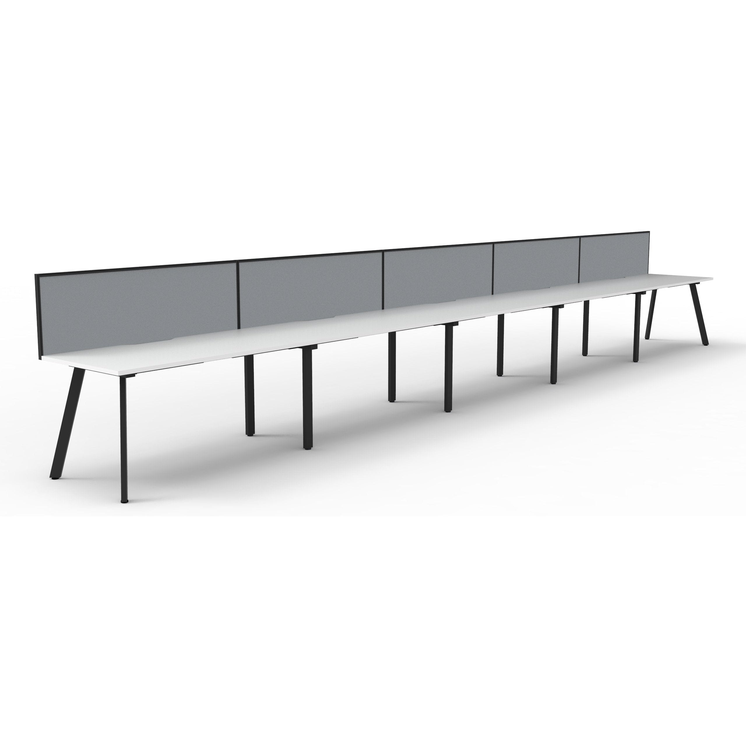 Eternity 5 Person Single Sided Workstation with SHUSH30 Aluminium Framed Screen - White