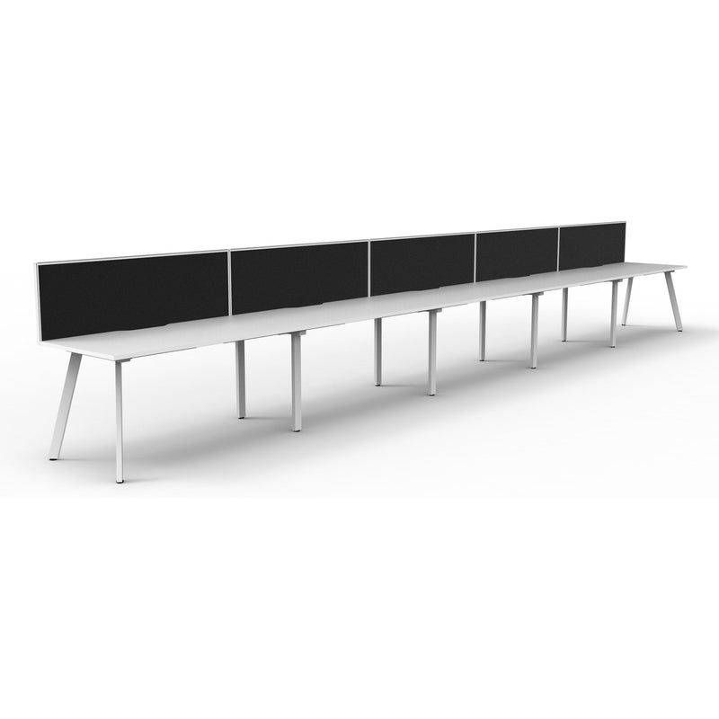 Eternity 5 Person Single Sided Workstation with SHUSH30 Aluminium Framed Screen - White