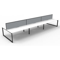 Deluxe Rapid Infinity 6 Person Double Sided Workstation - With Screen (Loop Legs)