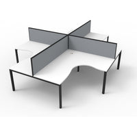 Deluxe Infinity Corner Workstations - 4 Person Pod - Profile Leg