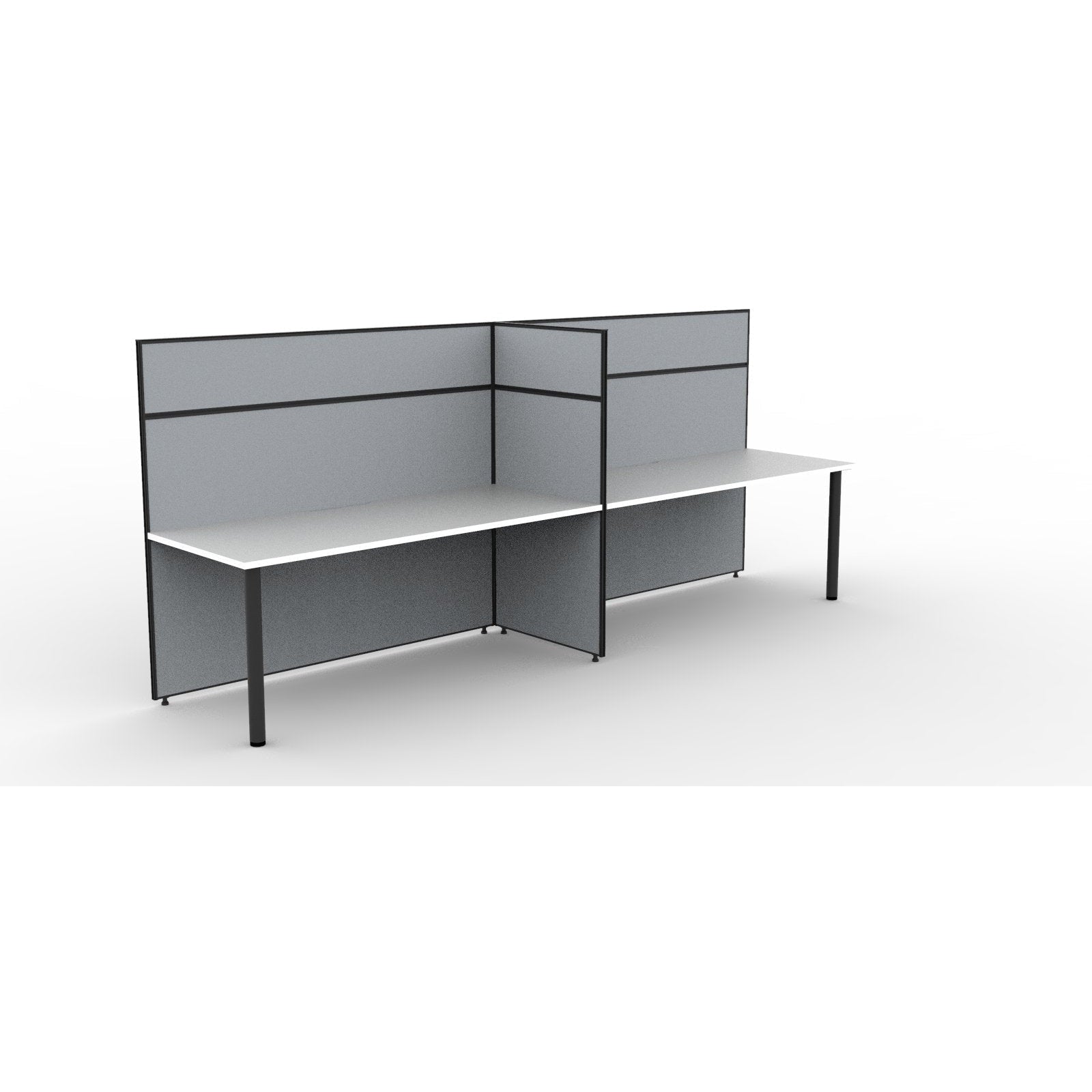 SHUSH30 Workstation - 2 Person - Round Leg - White