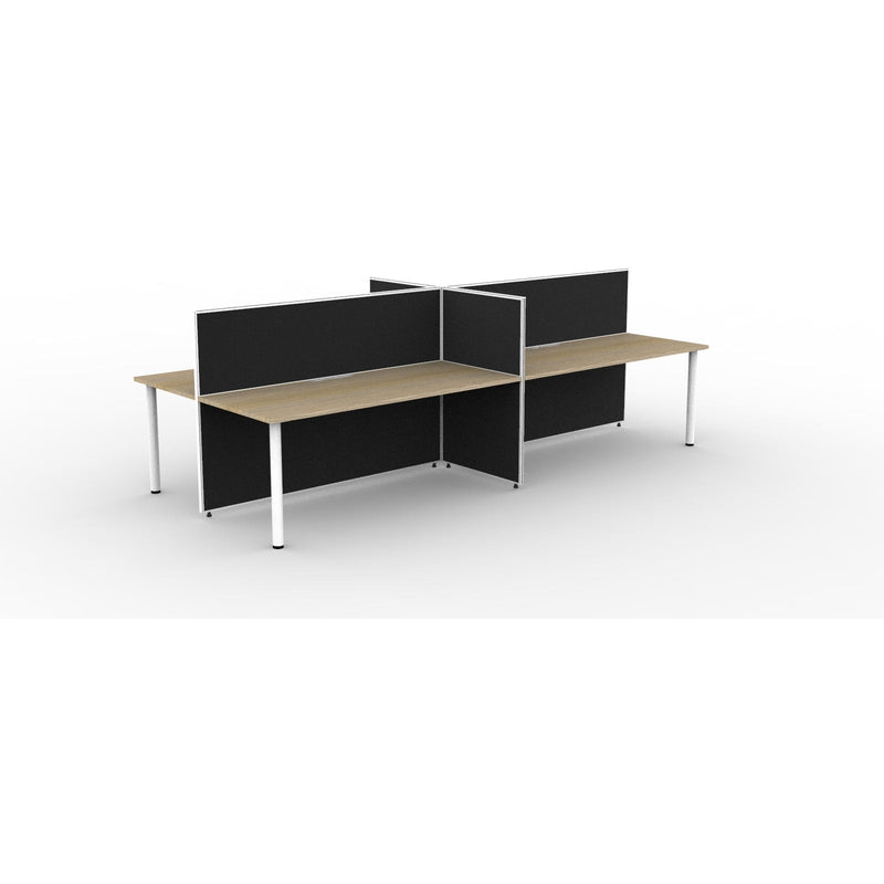 SHUSH30 Double Sided Workstation - 4 Person - Round Leg - Oak