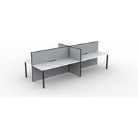 SHUSH30 Double Sided Workstation - 4 Person - Round Leg - White