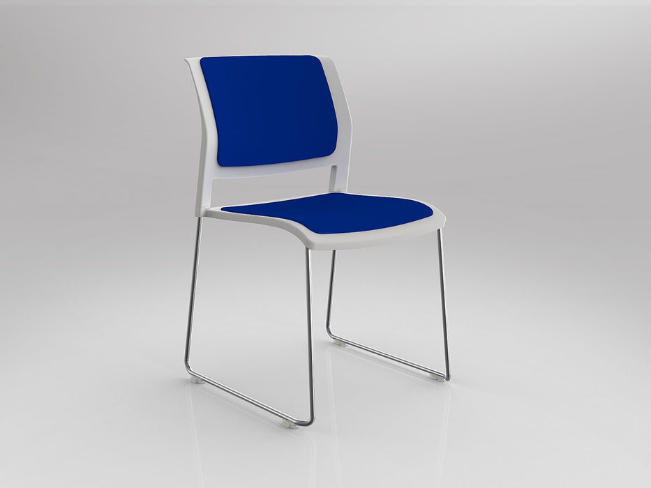 Game Chair With Upholstery - Sled Base - Chrome Frame