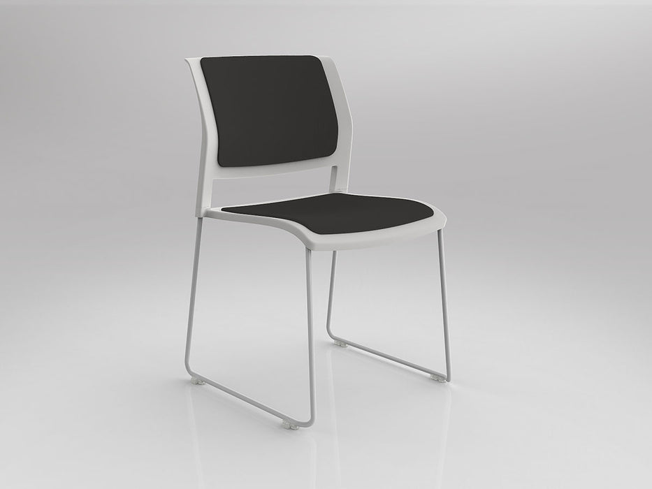 Game Chair With Upholstery - Sled Base - White Frame