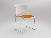 Game Chair With Upholstery - Sled Base - White Frame