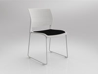 Game Chair With Upholstery - Sled Base - White Frame