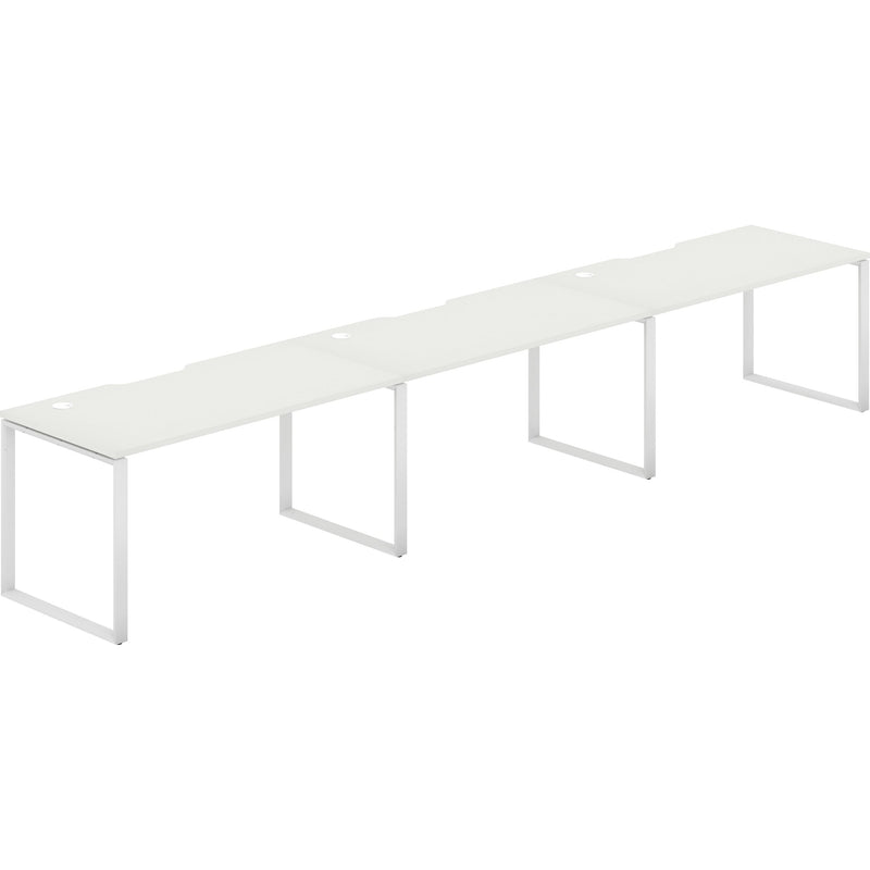 Worksmart 3 Person Single Sided Workstation - Loop Leg - No Screen