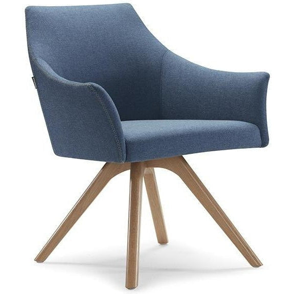 Tulip Wooden Leg Tub Chair - Blue